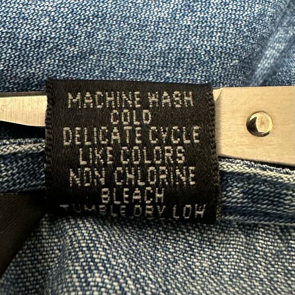 Vintage Denim Maxi Dress Modest Floral Embroidered Sleeveless Pullover‎ Size PL - Picture 6 of 6